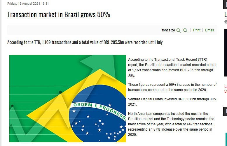 Transaction market in Brazil grows 50%